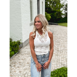 Top en dentelle Adélaïde - Blanc