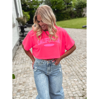 Crop pull Californie - Rose fluo