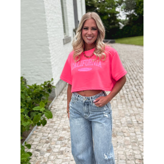 Crop pull Californie - Rose fluo