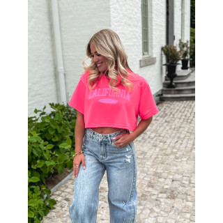 Crop pull Californie - Rose fluo