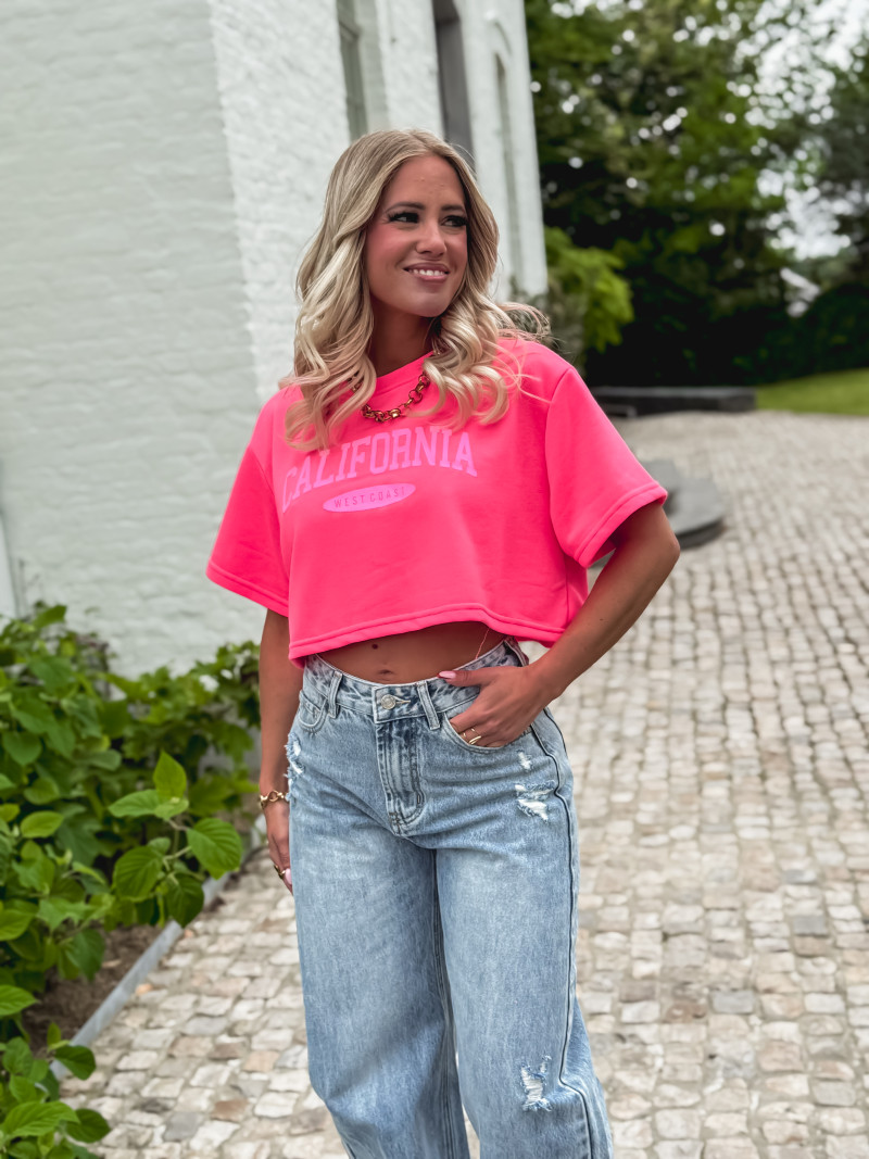 Crop pull Californie - Rose fluo