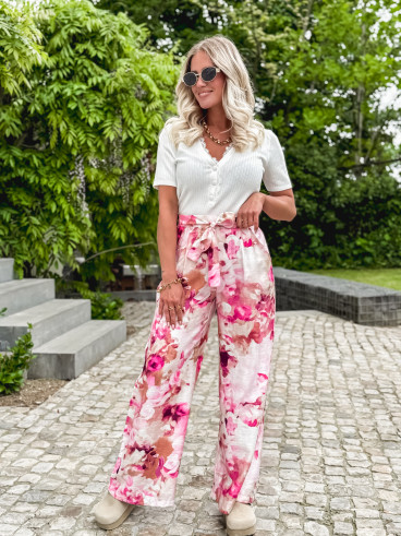 Pantalon à motifs Esperanza - Rose