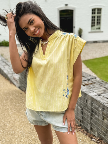 Blouse lignée Annelisa - Jaune/Bleu