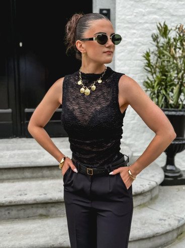 Blouse à fleurs Calipso - Noir