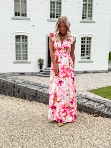 Robe longue à motifs Esperanza - Rose