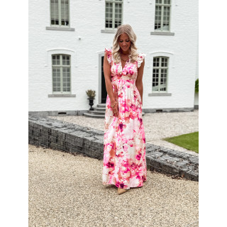 Robe longue à motifs Esperanza - Rose