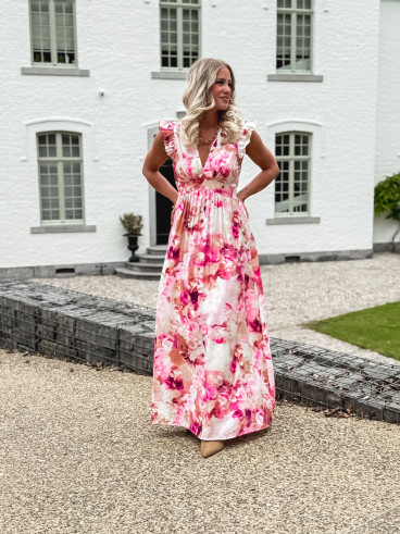 Robe longue à motifs Esperanza - Rose