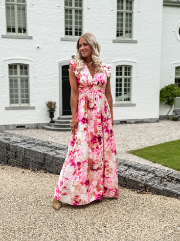 Robe longue à motifs Esperanza - Rose