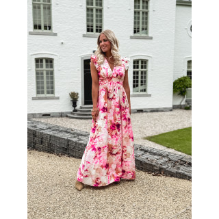 Robe longue à motifs Esperanza - Rose