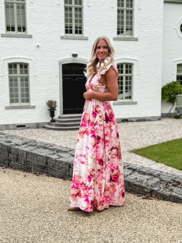 Robe longue à motifs Esperanza - Rose