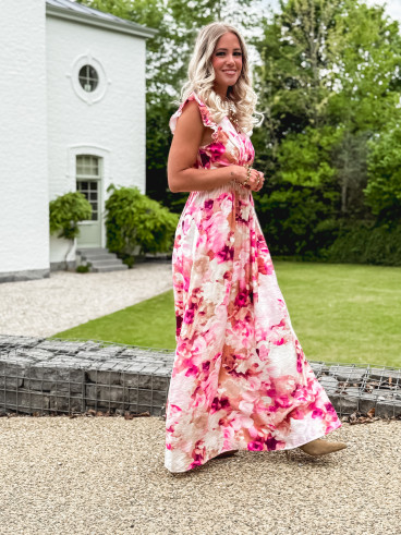 Robe longue à motifs Esperanza - Rose