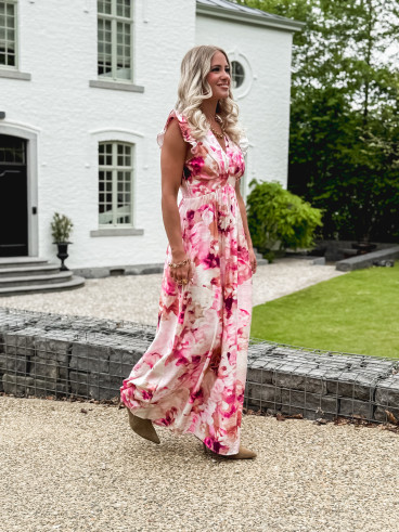 Robe longue à motifs Esperanza - Rose