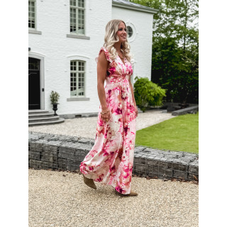 Robe longue à motifs Esperanza - Rose