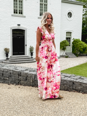 Robe longue à motifs Esperanza - Rose