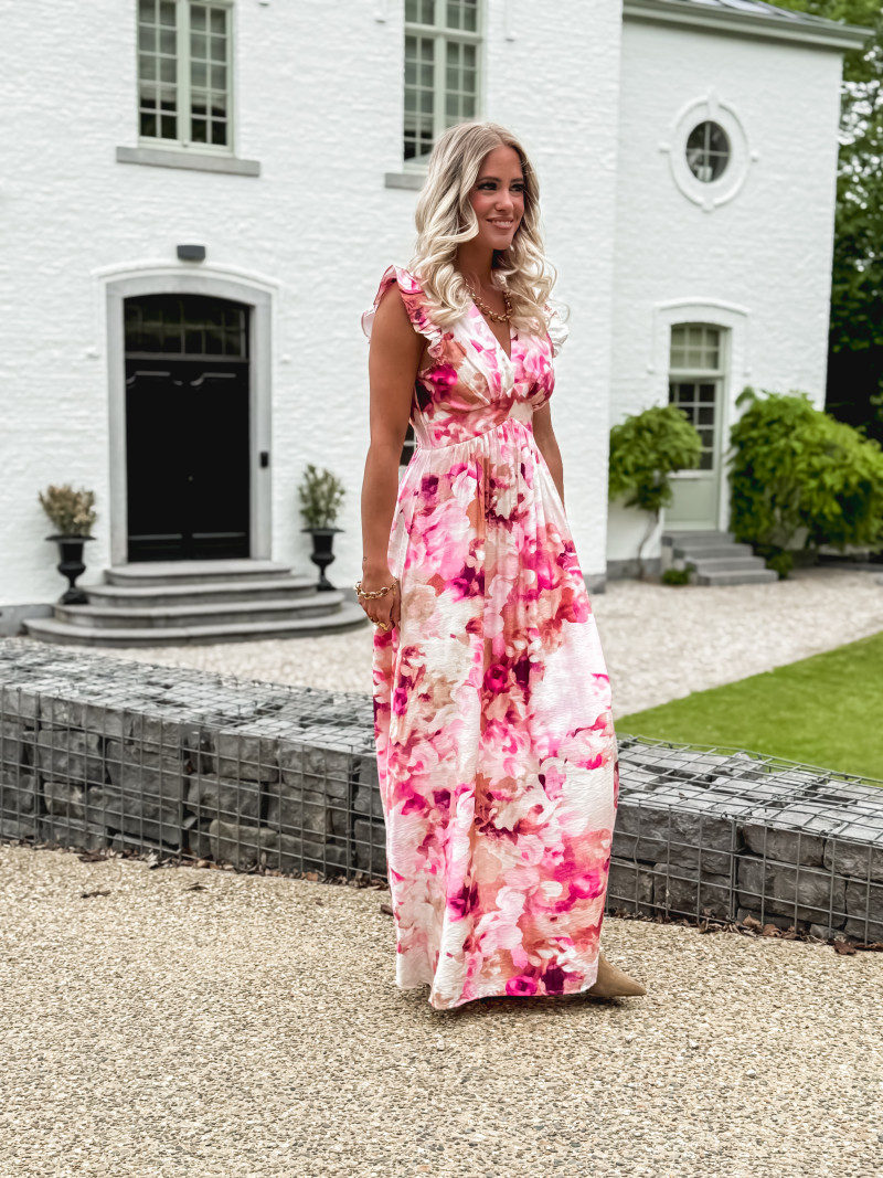 Robe longue à motifs Esperanza - Rose
