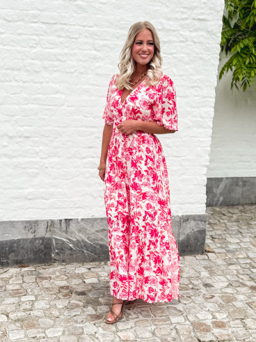 Robe longue à fleurs Klélya - Fuchsia