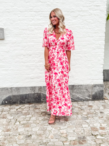 Robe longue à fleurs Klélya - Fuchsia