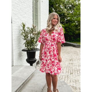 Robe courte à fleurs Klélya - Fuchsia