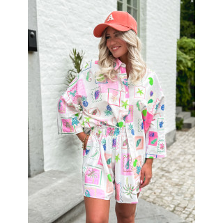 Chemise à motifs Méditerranée - Ecru