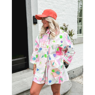 Chemise à motifs Méditerranée - Ecru