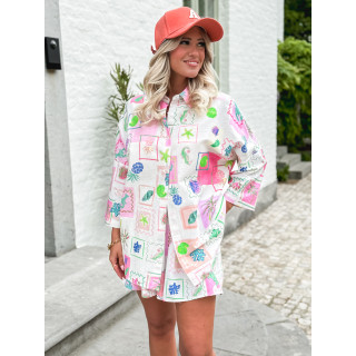 Chemise à motifs Méditerranée - Ecru