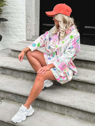 Short à motifs Méditerranée - Ecru