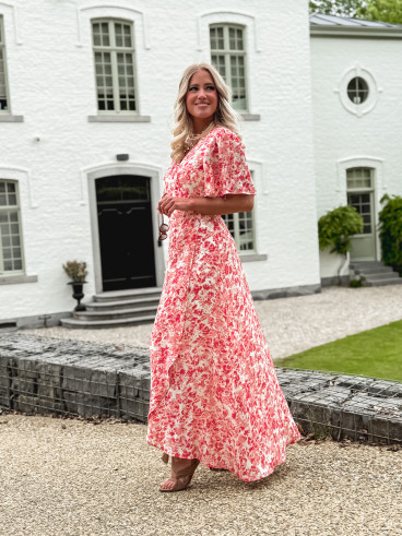 Robe longue à motifs Mylana - Rose/Rouge