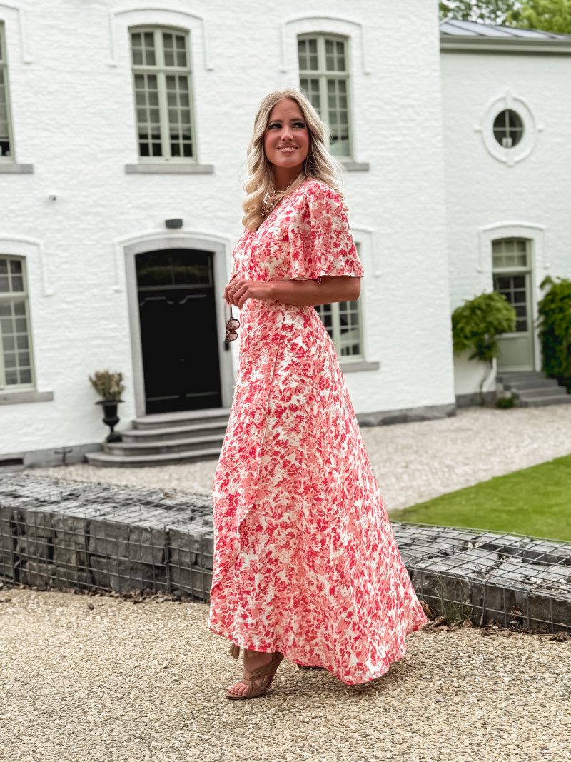 Robe longue à motifs Mylana - Rose/Rouge