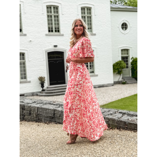 Robe longue à motifs Mylana - Rose/Rouge