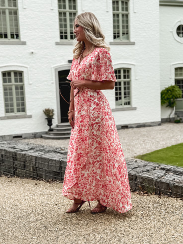 Robe longue à motifs Mylana - Rose/Rouge
