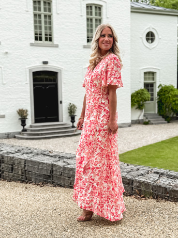 Robe longue à motifs Mylana - Rose/Rouge