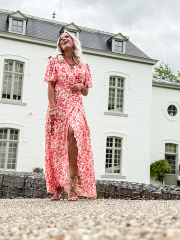 Robe longue à motifs Mylana - Rose/Rouge