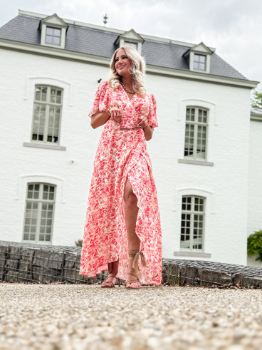 Robe longue à motifs Mylana - Rose/Rouge