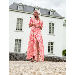 Robe longue à motifs Mylana - Rose/Rouge