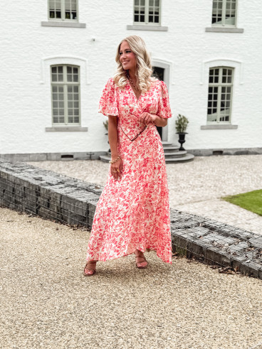 Robe longue à motifs Mylana - Rose/Rouge