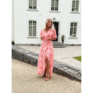 Robe longue à motifs Mylana - Rose/Rouge