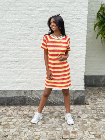 Robe courte en crochet Mencia - Multicolore