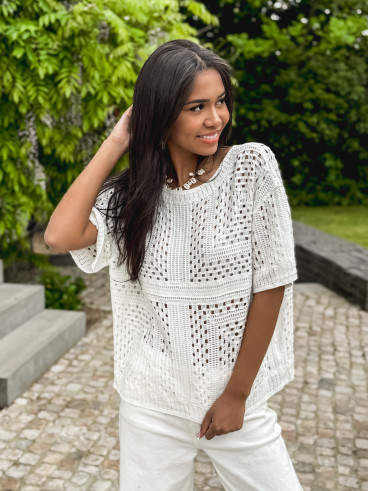 Blouse en crochet Lais - Blanc