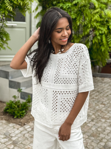 Blouse en crochet Lais - Blanc