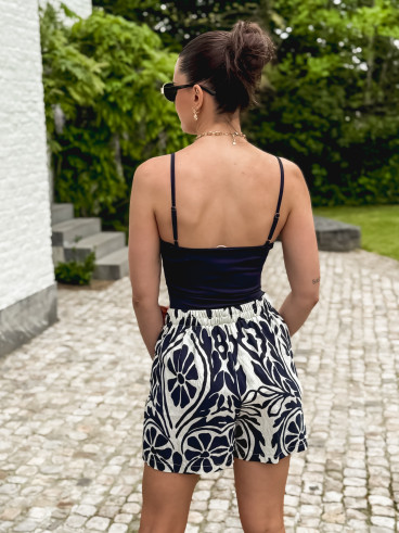 Jupe short à motifs Memphis - Bleu marine