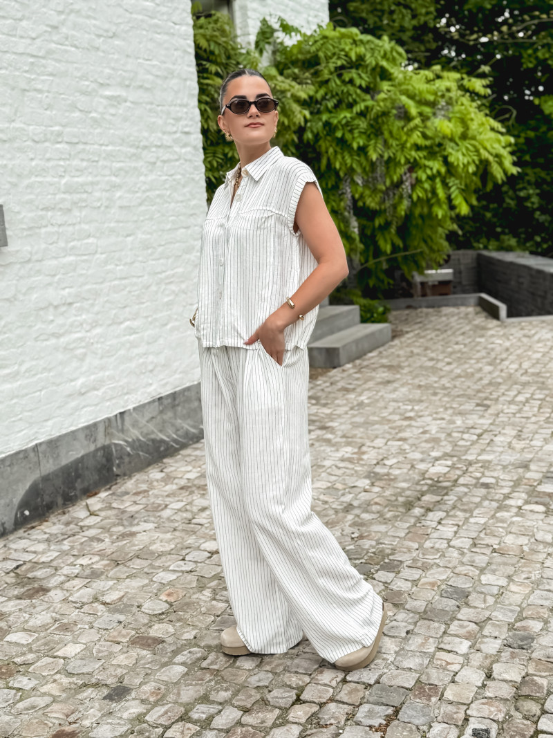 Pantalon lignée Donata - Blanc