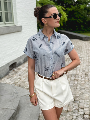 Chemise lignée à motifs Aléa - Bleu