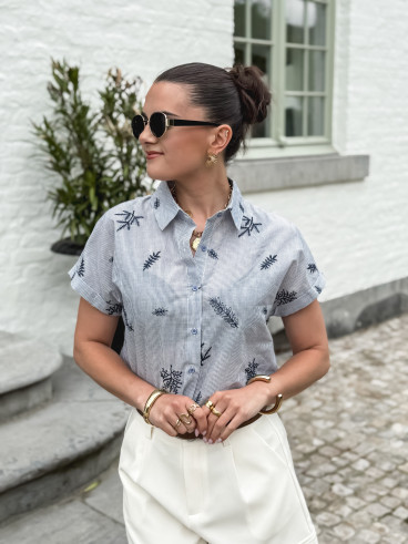 Chemise lignée à motifs Aléa - Bleu