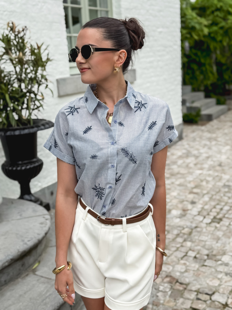Chemise lignée à motifs Aléa - Bleu