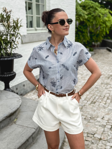 Chemise lignée à motifs Aléa - Bleu
