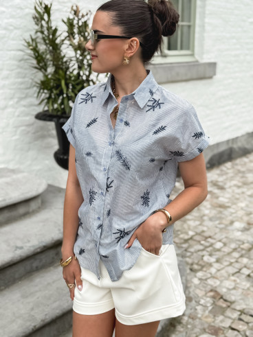 Chemise lignée à motifs Aléa - Bleu