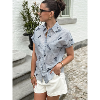 Chemise lignée à motifs Aléa - Bleu