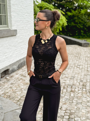 Top en dentelle Adélaïde - Noir