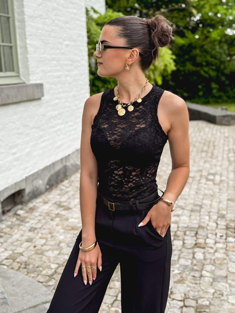 Top en dentelle Adélaïde - Noir