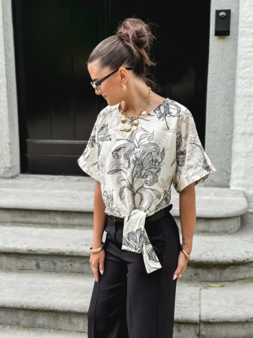Blous à motifs Victoriana - Ecru